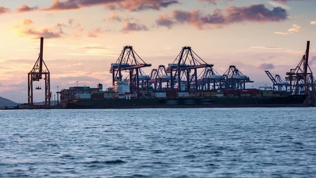 Trading Port Activity, ships, trucks,vehicles, Hoisting Cranes