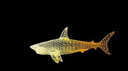 3d rendering of an animal wireframe isolated on a black background