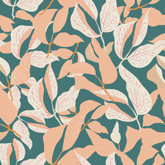abstract seamless pattern with hand drawn foliage - floral background