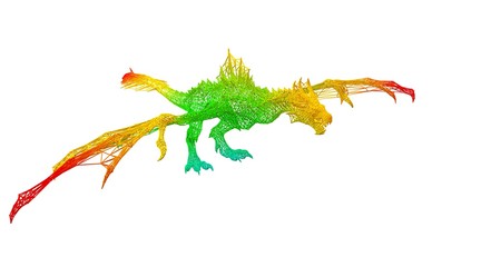 3d rendering of an outlined colorful rainbow animal on white