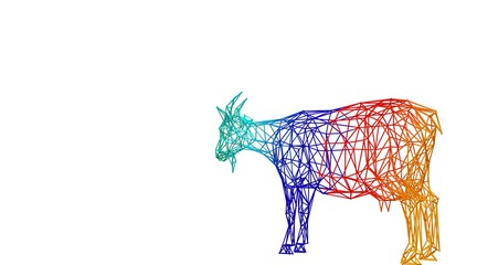 3d rendering of an outlined colorful rainbow animal on white