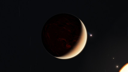 Exoplanet fire planet 3D illustration (Elements of this image furnished by NASA)