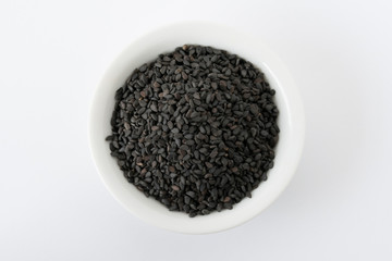 Black Sesame Seeds in a Bowl