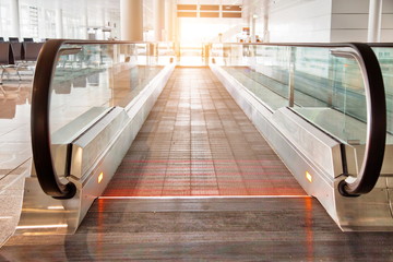 Modern Airport terminal at sunset