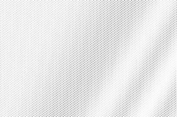 Black on white grunge halftone vector. Digital dotted texture. Faded dotwork gradient for vintage effect.