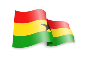 Ghana flag in the wind. Flag on white vector illustration