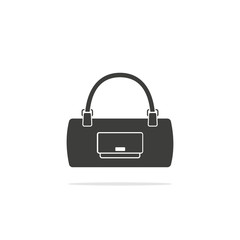 Monochrome vector illustration of a ladies handbag, isolated on a white background.