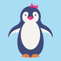Cute penguin cartoon illustration. Vector penguin. Happy character design. Isolated cartoon penguin.
