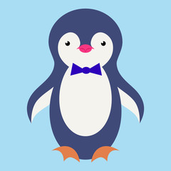 Cute penguin cartoon illustration. Vector penguin. Happy character design. Isolated cartoon penguin.