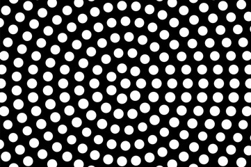 White dots on black background. Round halftone vector texture. Oversized dotwork ornament. Monochrome halftone