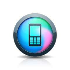 Mobile Phone button Holographic Style illustration