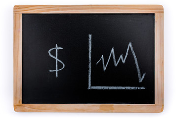 American dollars value diagram on a blackboard on white background - 246882531
