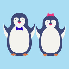 Cute penguin cartoon illustration. Vector penguin. Happy character design. Isolated cartoon penguin.