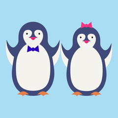 Naklejka premium Cute penguin cartoon illustration. Vector penguin. Happy character design. Isolated cartoon penguin.