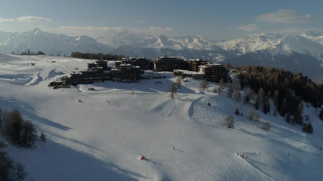 Thyon winter back traveling - Aerial 4K