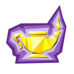 Vector oil lamp cut out of paper in origami style.