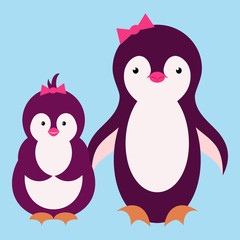Cute penguin cartoon illustration. Vector penguin. Happy character design. Isolated cartoon penguin.
