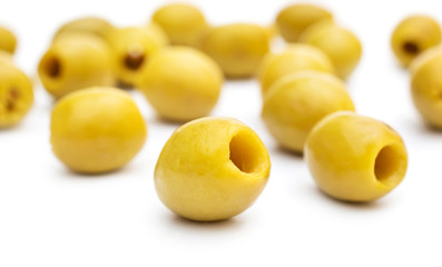 Olives on a white background.