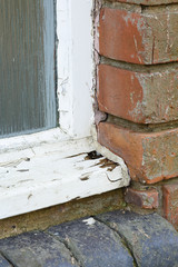 Old wooden window frame rot