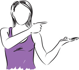 woman showing something illustration