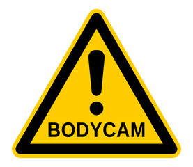 wso429 WarnSchildOrange - vss85 VideoSurveillanceSign vss - bodycam: text with exclamation mark sign - xxl g7146