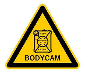 Obraz premium wso430 WarnSchildOrange - vss86 VideoSurveillanceSign vss - bodycam sign: text - video and audio - recording button - xxl g7147