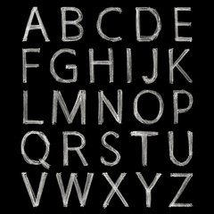 Hand-drawn alphabet. Calligraphy font. Modern pencil lettering. Grunge style alphabet.