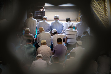 Muslims performing Friday prayer in the mosque