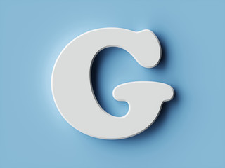 White paper letter alphabet character G font