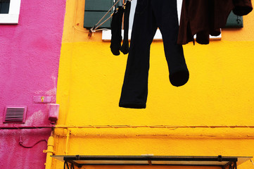 Typical way of drying laundry in Burano