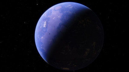 Exoplanet 3D illustration orbital view, purple planet from the orbit (Elements of this image furnished by NASA)