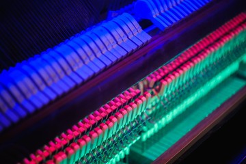 piano instrument inside internal design. wood.