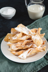 Faworki, Chrusty, Angel Wings - traditional Polish pastries served during Carnival Fat Thursday, just befor Lent.