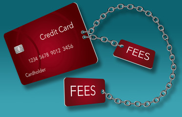 Credit cards usually come with some fees attached. Here is an image where those fees are chained to the credit card.
