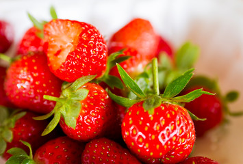 Strawberries on White close up