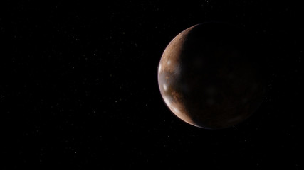 Fantastic Ice Exoplanet or Pluto 3D illustration (Elements of this image furnished by NASA)