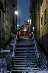Fototapeta na wymiar clearing away the snow in stockholm