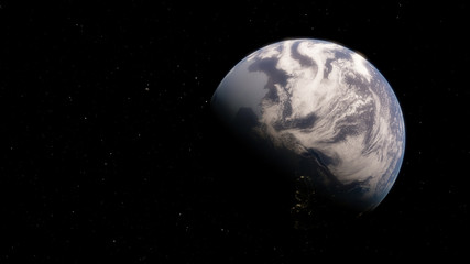 Planet Earth from space 3D illustration, world, ocean, atmosphere, land, clouds (Elements of this image furnished by NASA)