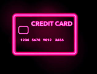 A neon sign that looks like a credit card is seen in this illustration about shopping for credit cards.