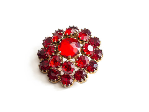 Vintage brooch with red stones