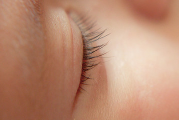 close-up of the eyes and eyelashes of a child 