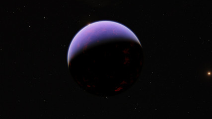 Fototapeta na wymiar Exoplanet 3D illustration orbital view, purple planet from the orbit (Elements of this image furnished by NASA)
