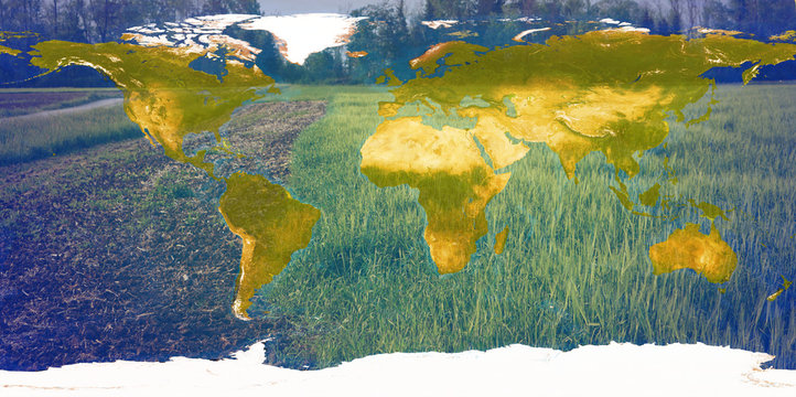 world map and agriculture background 3d-illustration. elements of this image furnished by NASA
