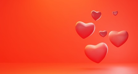 hearts red background 3d-illustration
