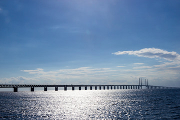 View of Oresund bridge over the Baltic sea