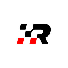 letter R Racing Flag Logo Design Vector
