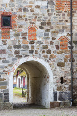 Fototapeta na wymiar entrance to medieveal castle in Sweden