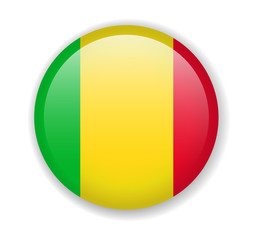 Mali flag round bright icon on a white background