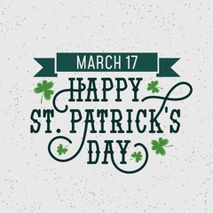Fototapeta Happy Patrick's day retro illustration with grunge effect and flourishes for banner, invitations,advertising etc. Happy Patrick's day vector poster. obraz