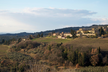 Fototapeta na wymiar Barberino Val d'Elsa, paesaggio del chianti con vista su Villa di Spoiano